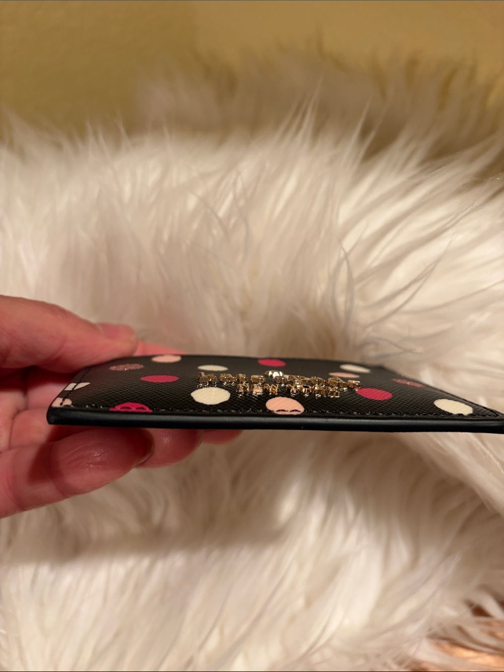 Kate Spade New York Black Polka Dot Card Holder with Pink Accents - Picture 5 of 7
